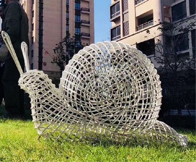 小區園林景觀鏤空蝸牛不銹鋼雕塑定制