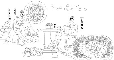 中醫文化浮雕雕塑原創手繪設計稿